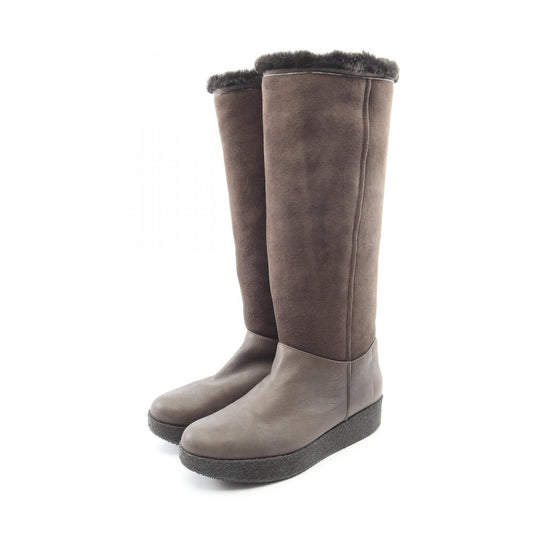 GIORGIO ARMANI Brown Shearling Long Boots Size 38.5