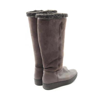 GIORGIO ARMANI Brown Shearling Long Boots Size 38.5