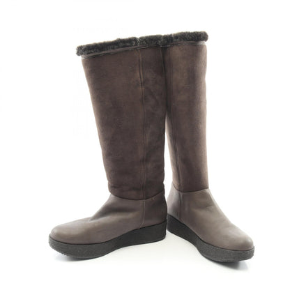 GIORGIO ARMANI Brown Shearling Long Boots Size 38.5