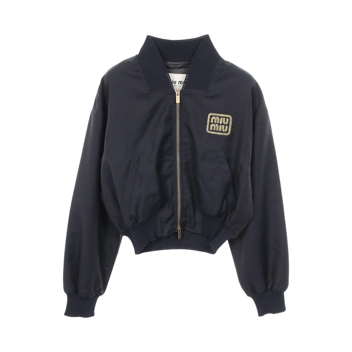 Miu Miu Logo Embroidered Cropped Wool Blouson Size 38