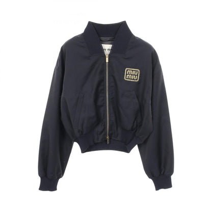Miu Miu Logo Embroidered Cropped Wool Blouson Size 38