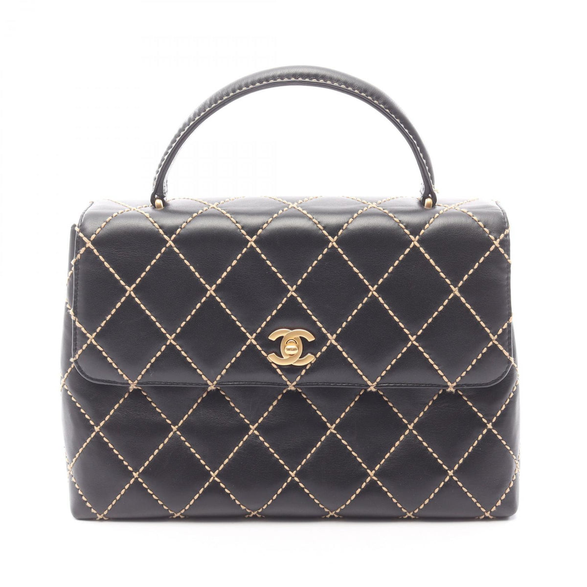 CHANEL Wild Stitch Top Handle Bag Gold HW