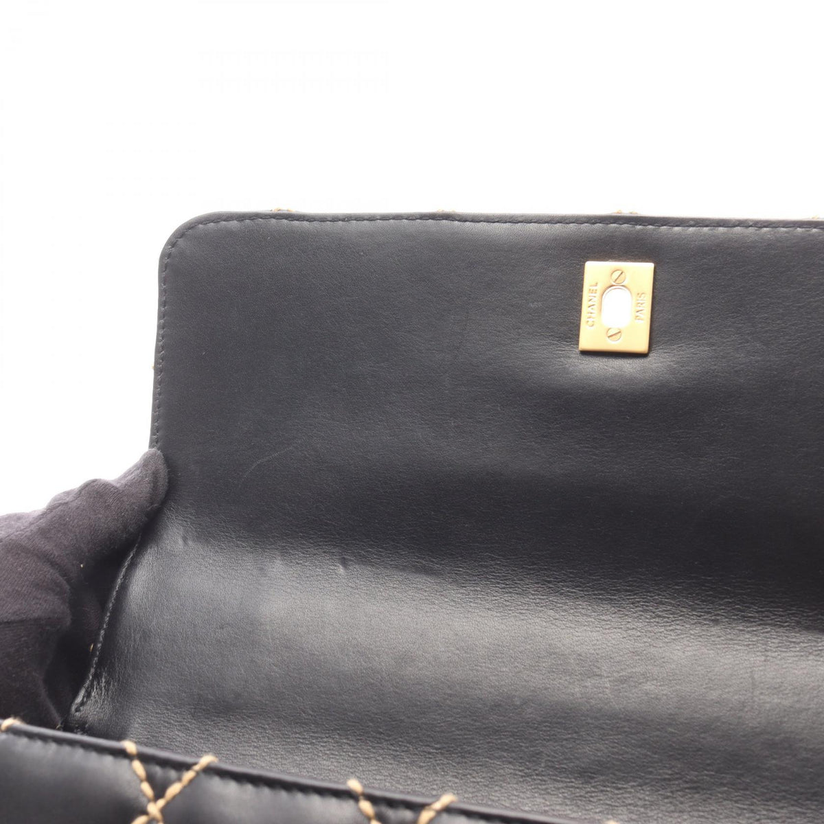 CHANEL Wild Stitch Top Handle Bag Gold HW