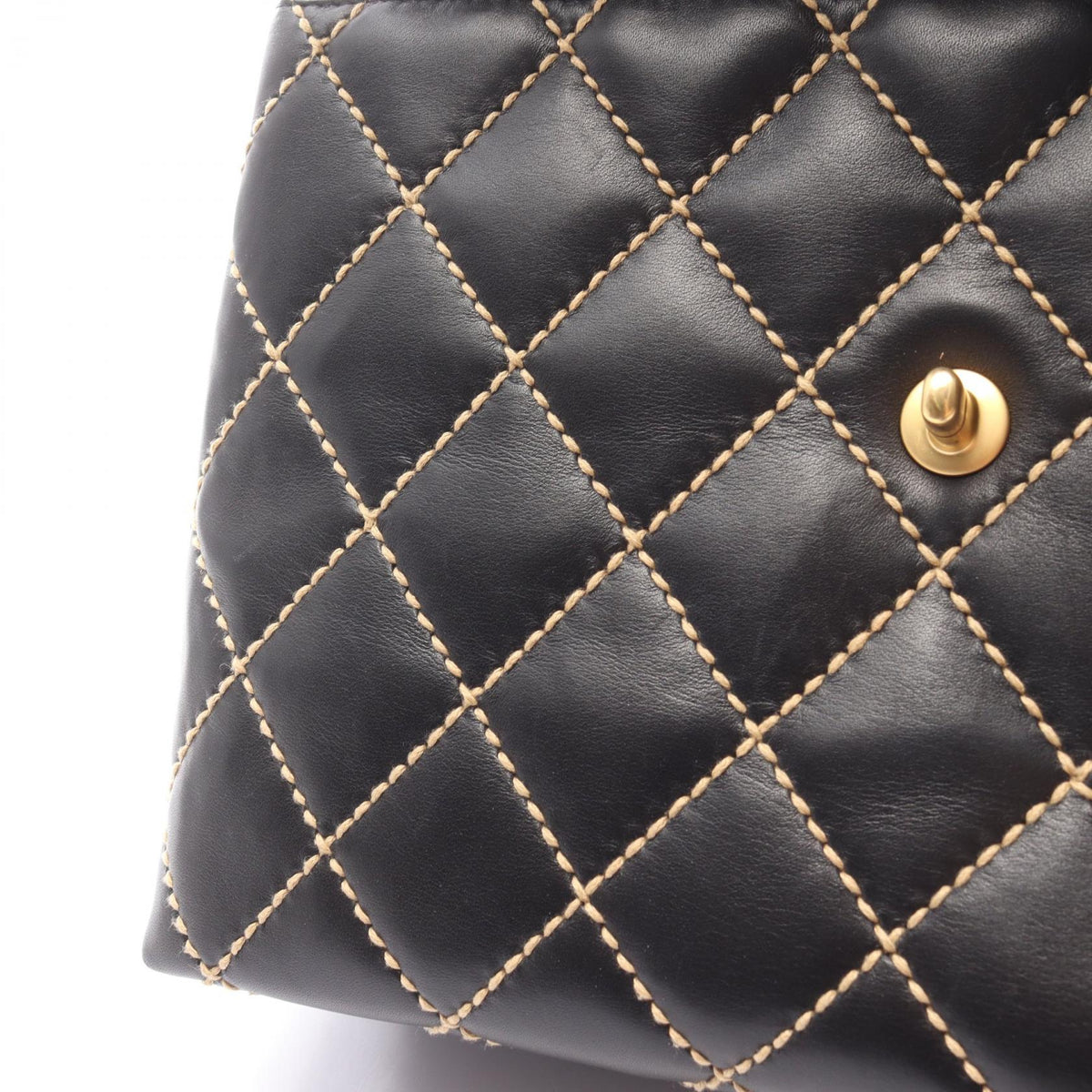 CHANEL Wild Stitch Top Handle Bag Gold HW