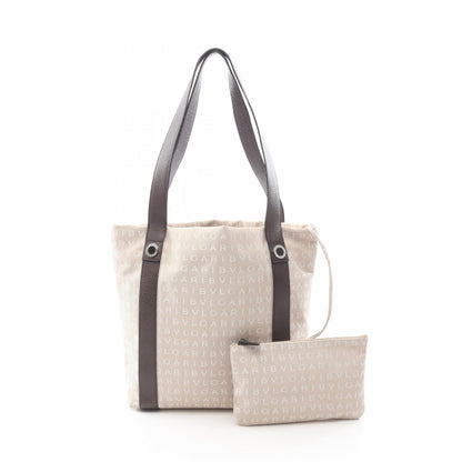 BVLGARI Logomania Canvas Leather - Beige Tote