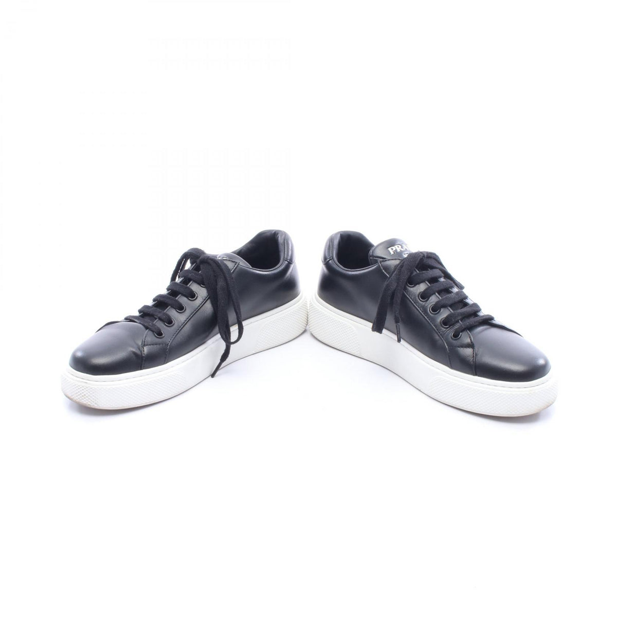 PRADA Triangle Logo Leather Sneakers Size 37.5