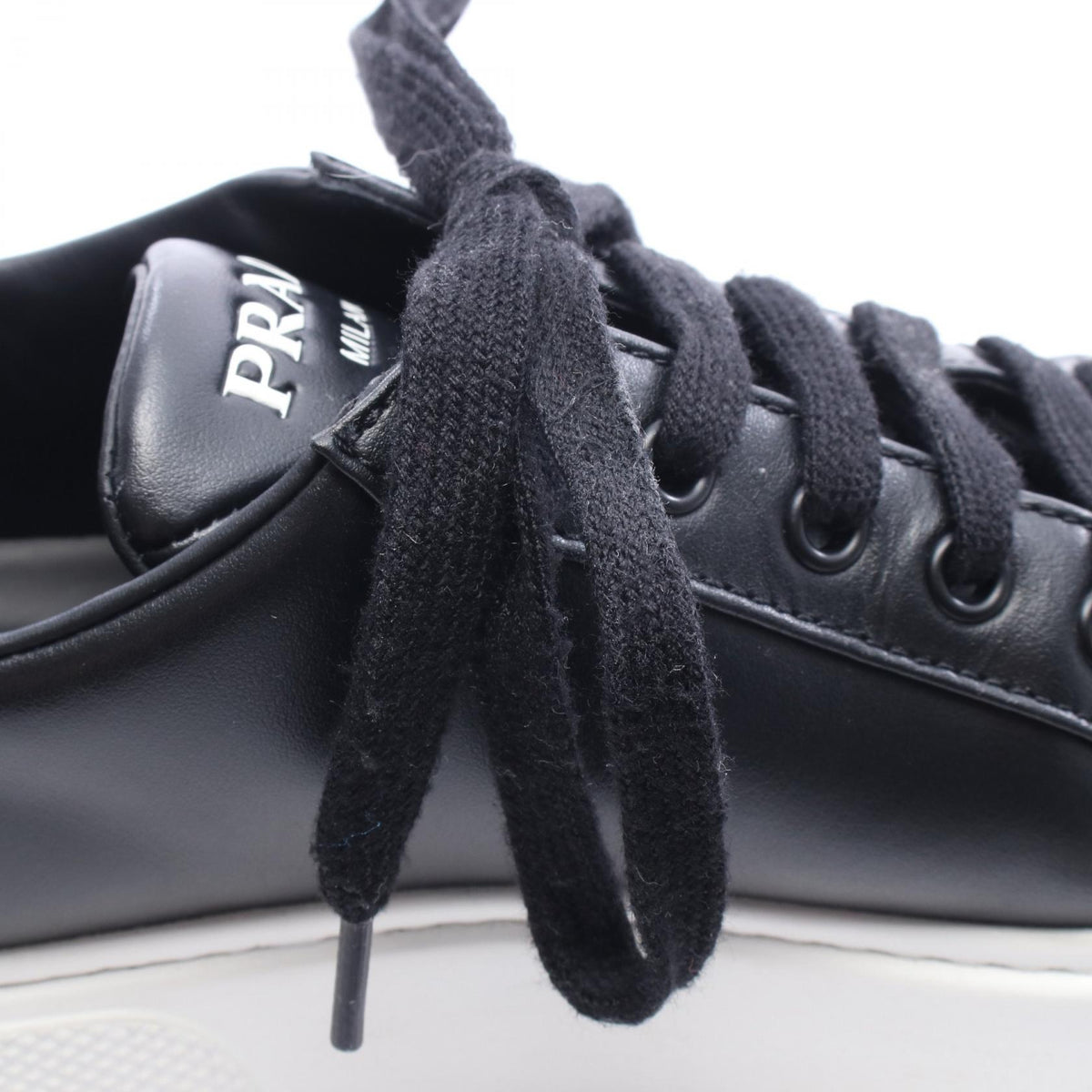 PRADA Triangle Logo Leather Sneakers Size 37.5