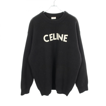CELINE Oversize Rib Logo Wool Sweater Size M