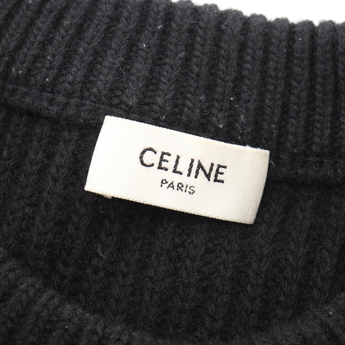 CELINE Oversize Rib Logo Wool Sweater Size M