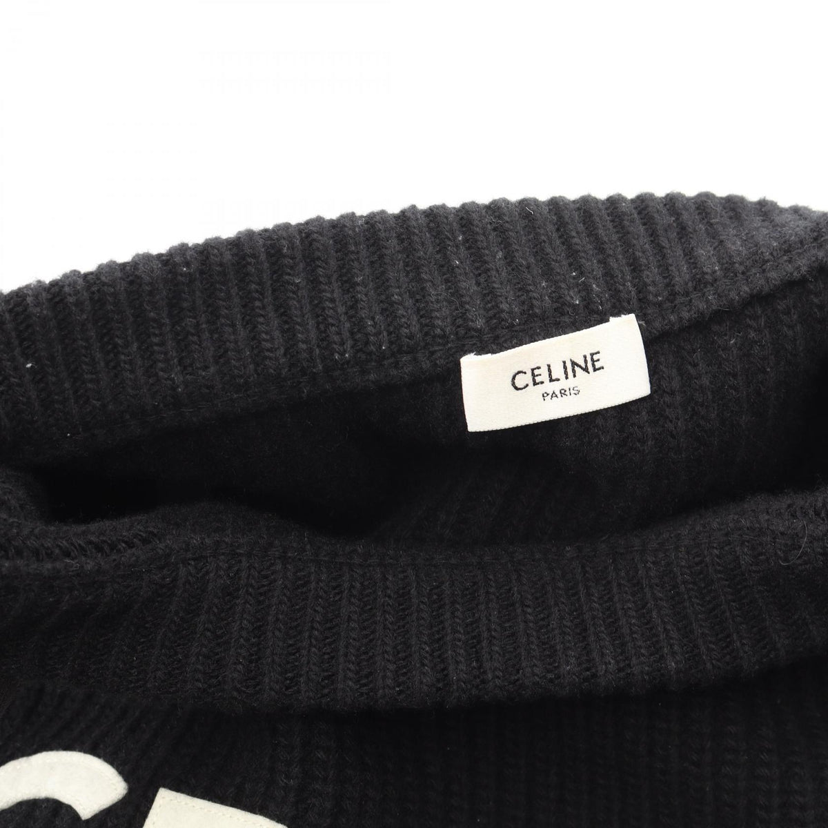 CELINE Oversize Rib Logo Wool Sweater Size M