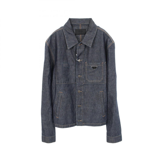 PRADA Cotton Navy Chambray Denim Jacket Size XL