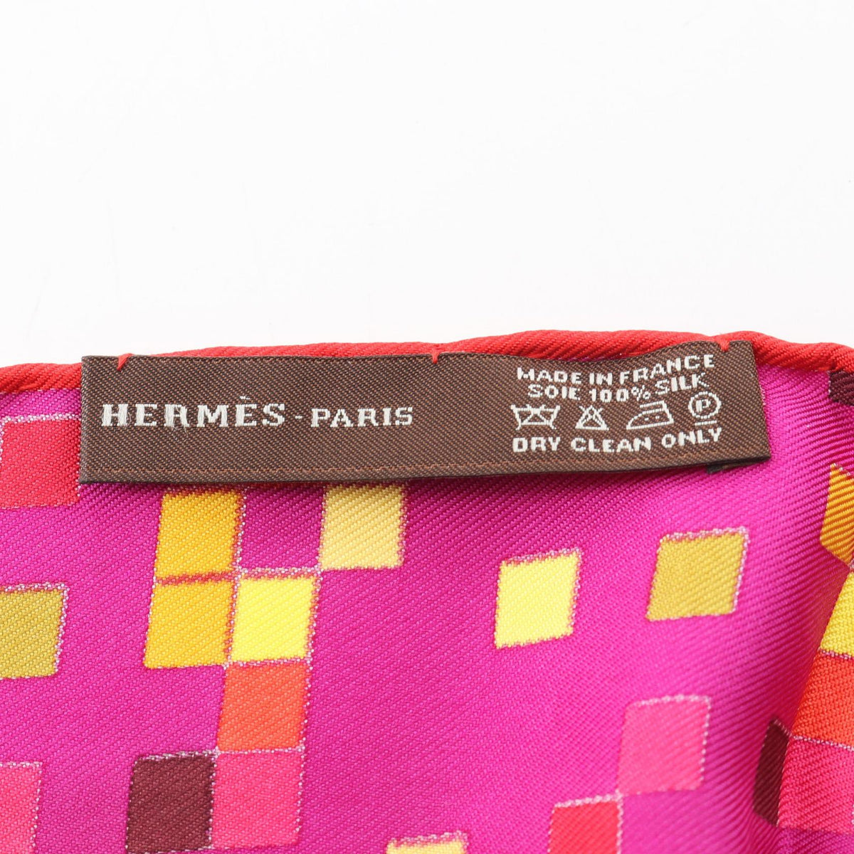 HERMES MOSAIQUE AU 24 Fringe Silk Pink Red Scarf