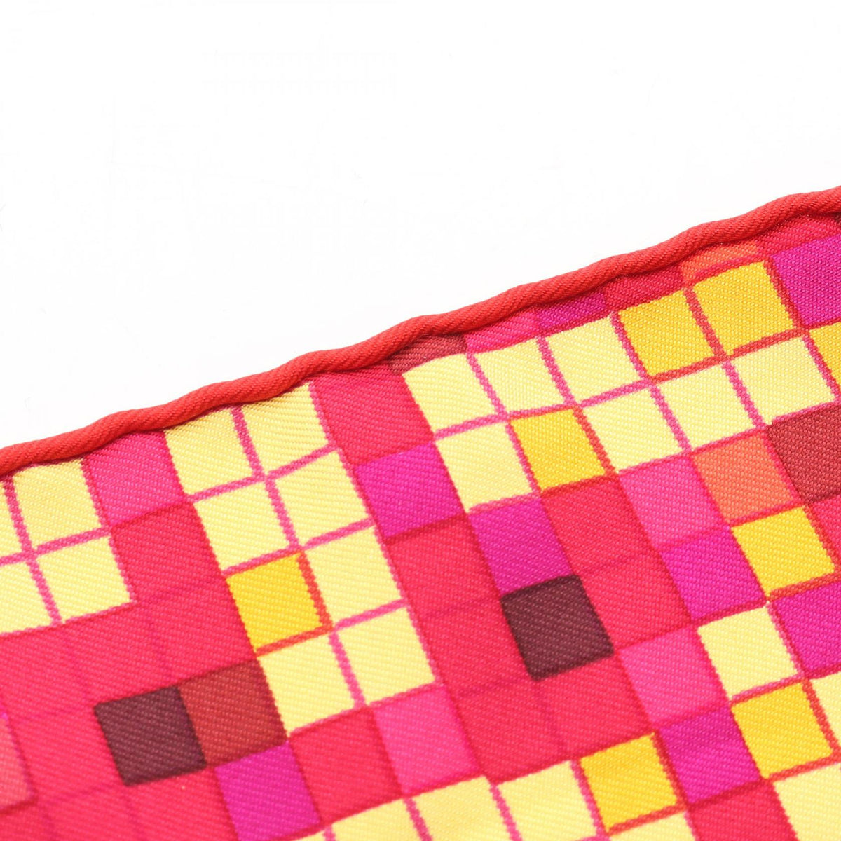 HERMES MOSAIQUE AU 24 Fringe Silk Pink Red Scarf