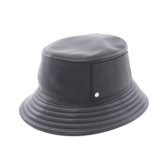 HERMES Kairos Lizard Lamb Leather Hat Black Size 59
