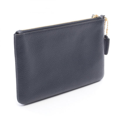 COACH Small Leather Wristlet Pouch Navy
