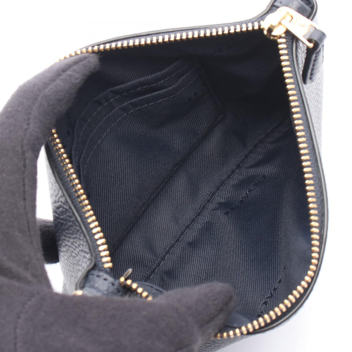 COACH Small Leather Wristlet Pouch Navy