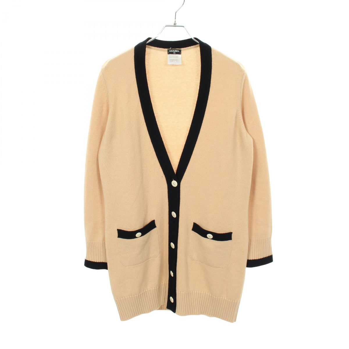 CHANEL CC Button Long Cashmere Cardigan Beige Size 34