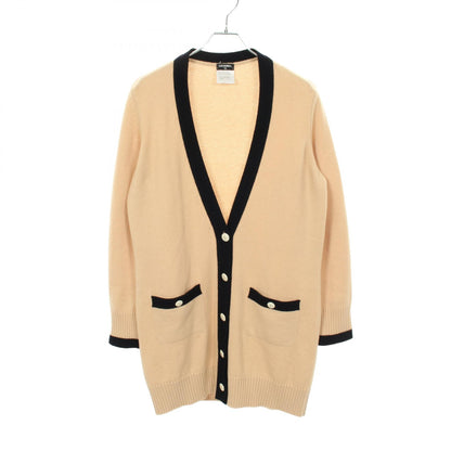 CHANEL CC Button Long Cashmere Cardigan Beige Size 34