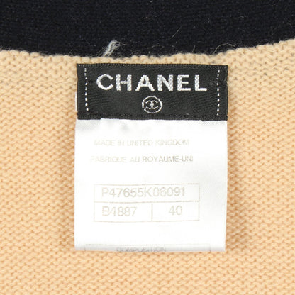 CHANEL CC Button Long Cashmere Cardigan Beige Size 34