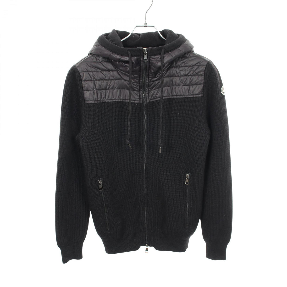MONCLER Mixed Media Wool Nylon Hoodie Size S