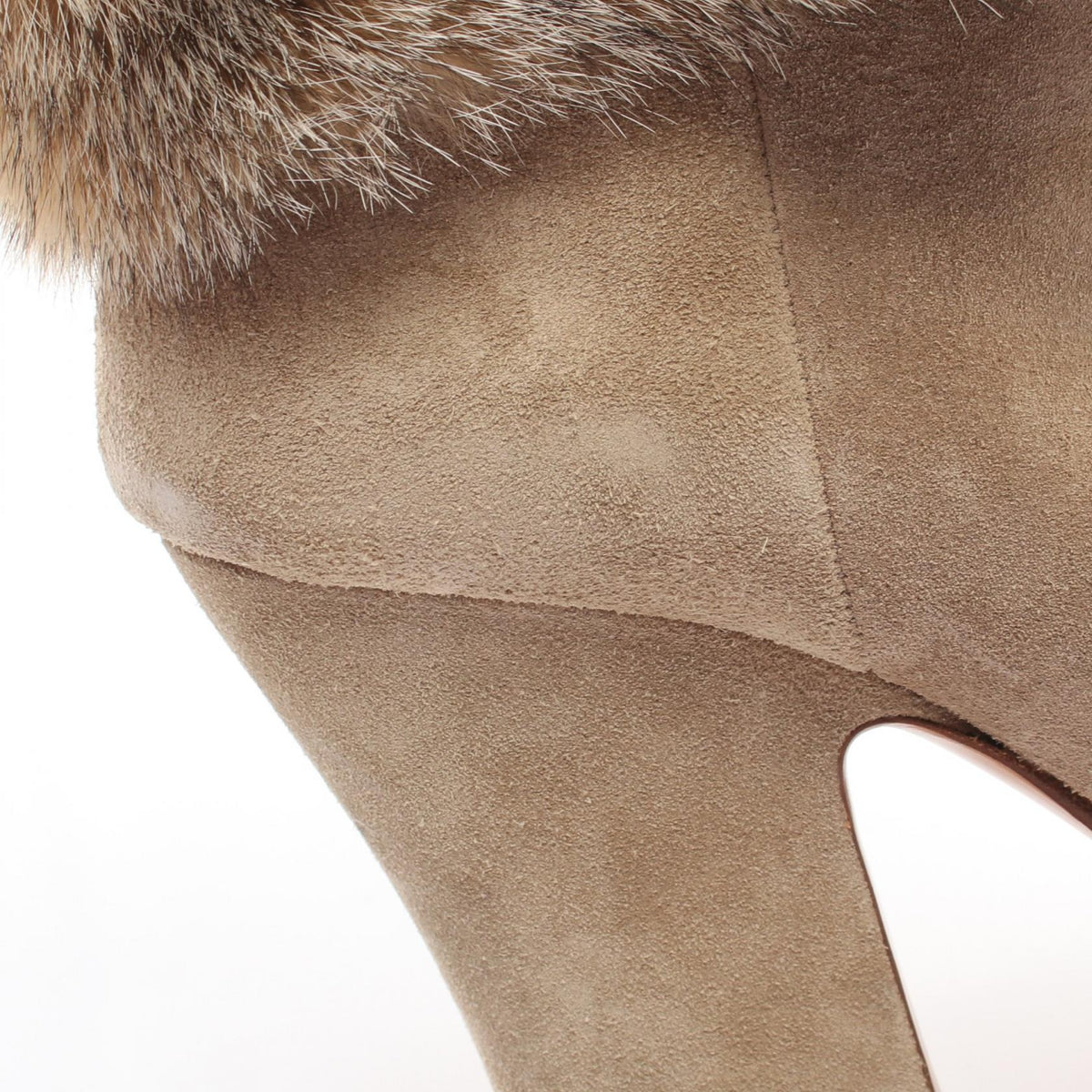 PRADA Suede Fur Boots - Beige Size 35.5