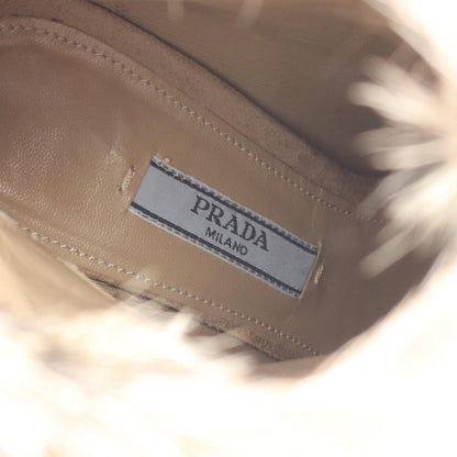 PRADA Suede Fur Boots - Beige Size 35.5