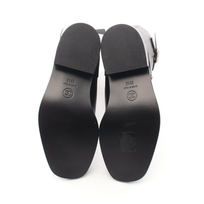 CHANEL Coco Mark Leather Engineer Boots Black Size 35.5