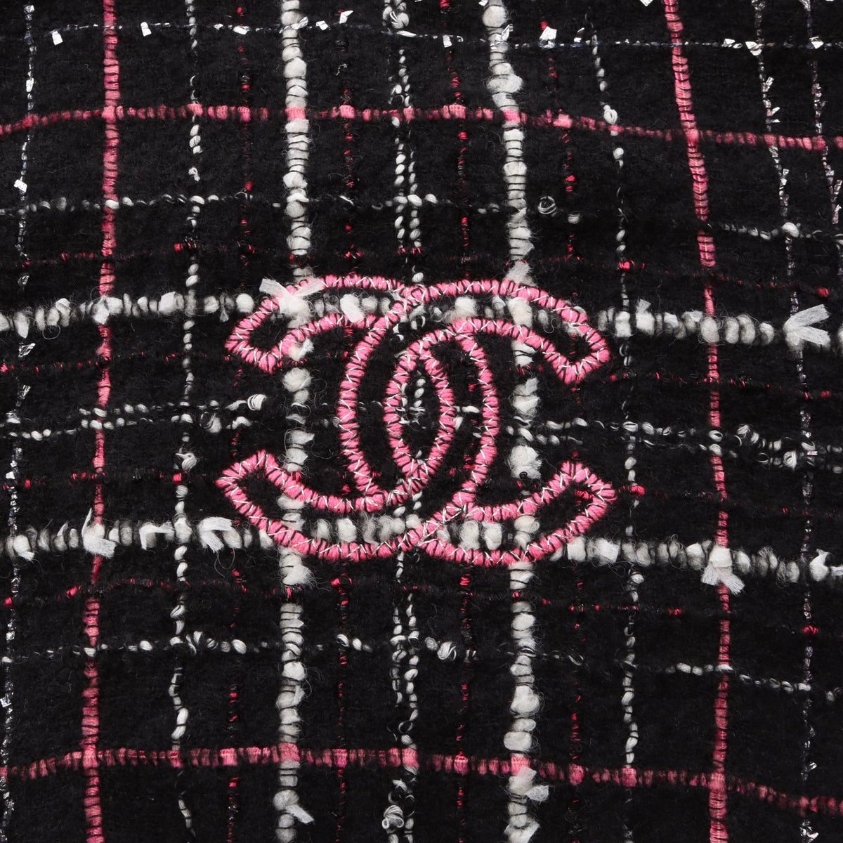 CHANEL Coco Mark Tweed Wool - Black Stole