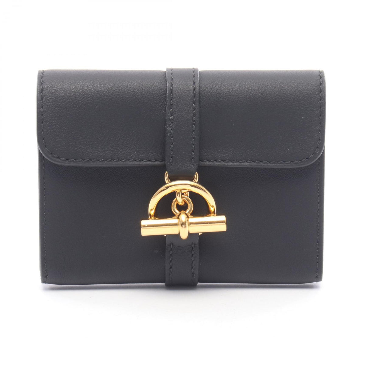 HERMES Glenan Compact Veau Wallet Black