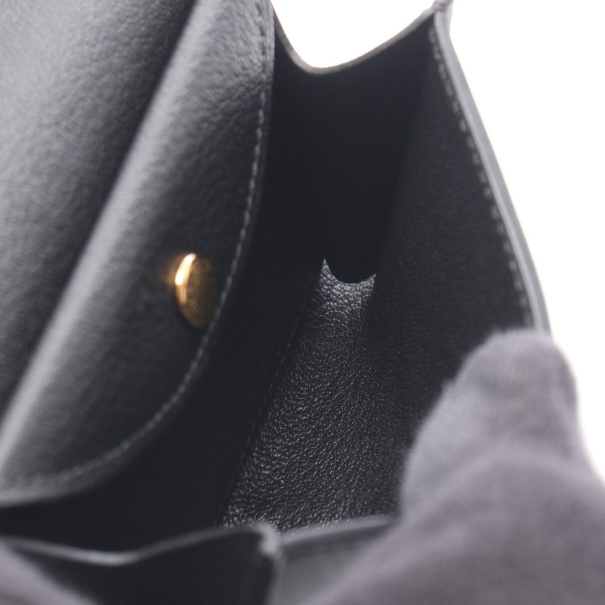 HERMES Glenan Compact Veau Wallet Black