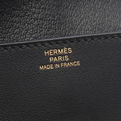 HERMES Glenan Compact Veau Wallet Black