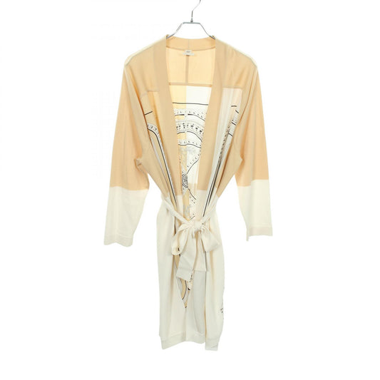 HERMES Grand Tralala Twillaine Long Cardigan White Size 46