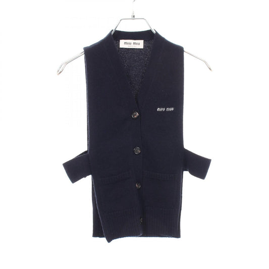 Miu Miu Side Open Cashmere Vest Navy Size 36