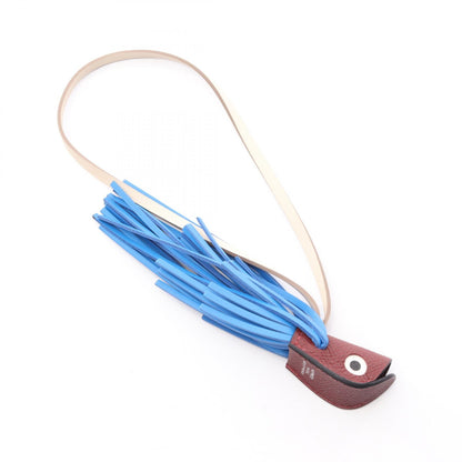 HERMES Poisson Rouge H Bleu Leather Charm