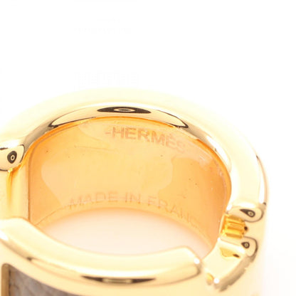 HERMES Olympe PM Gold Plated Earrings Gray