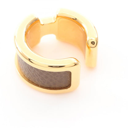 HERMES Olympe PM Gold Plated Earrings Gray