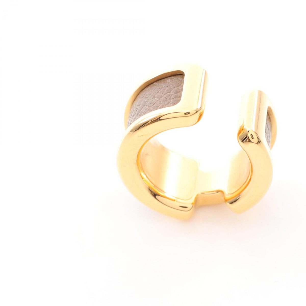 HERMES Olympe PM Gold Plated Earrings Gray