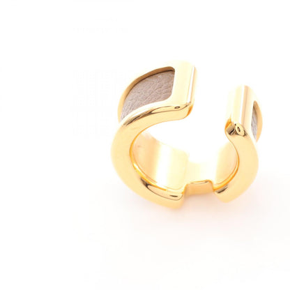 HERMES Olympe PM Gold Plated Earrings Gray