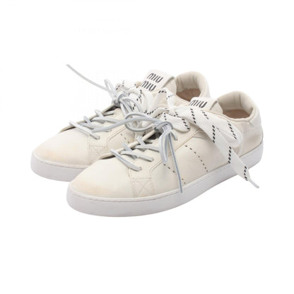 Miu Miu Deco Leather Distressed Finish Sneakers Size 37