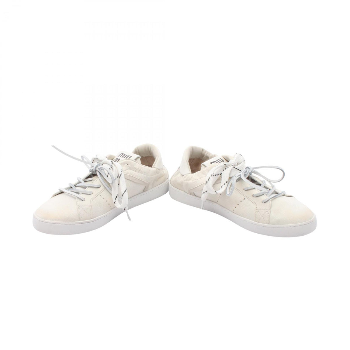 Miu Miu Deco Leather Distressed Finish Sneakers Size 37