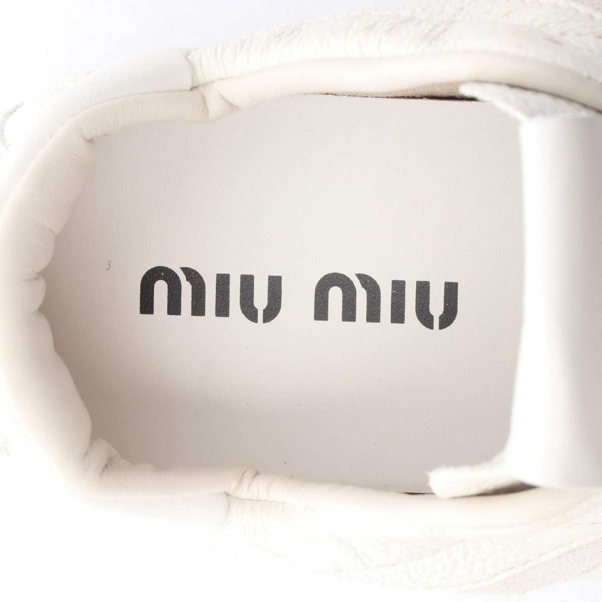 Miu Miu Deco Leather Distressed Finish Sneakers Size 37
