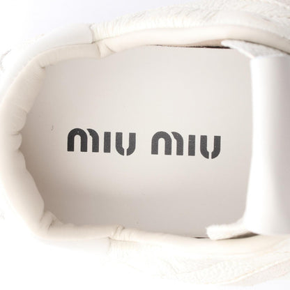Miu Miu Deco Leather Distressed Finish Sneakers Size 37