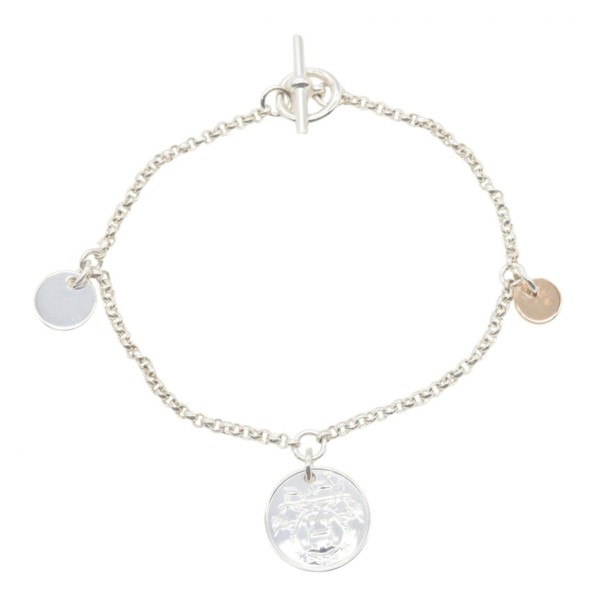 HERMES Ex-Libris Silver 925 Bracelet Gold