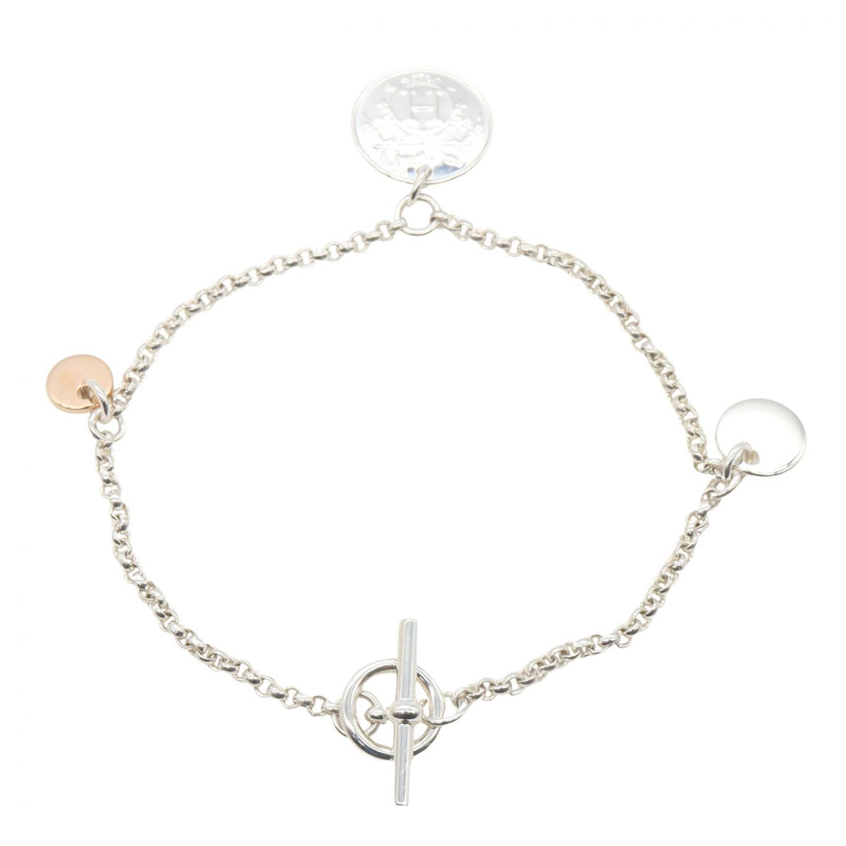 HERMES Ex-Libris Silver 925 Bracelet Gold
