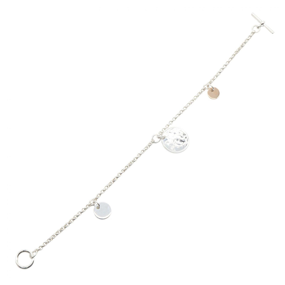 HERMES Ex-Libris Silver 925 Bracelet Gold