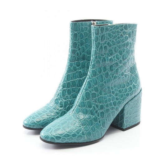 DRIES VAN NOTEN Blue Croc-Embossed Boots Leather Size 36