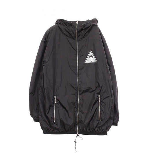 PALM ANGELS Back Logo Hooded Nylon Jacket Black Size S