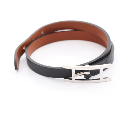 HERMES Behapi Double Tour Reversible Bracelet Black Size T1