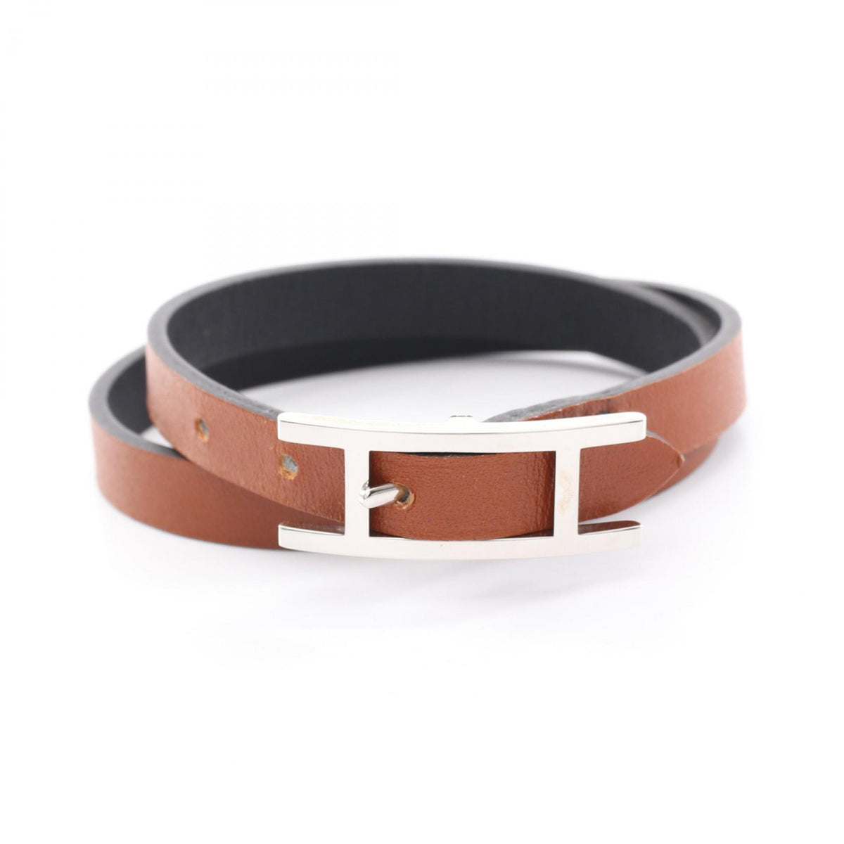 HERMES Behapi Double Tour Reversible Bracelet Black Size T1