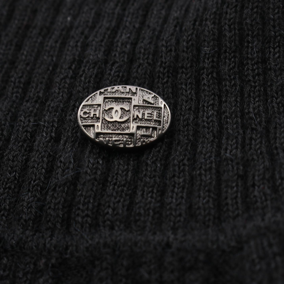 CHANEL Coco Mark Button Wool Alpaca Dress Black Size 38